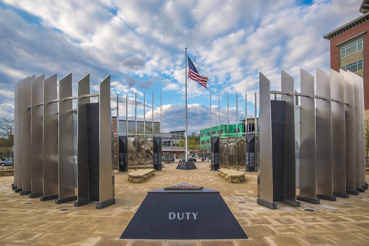The new World War II Veterans Memorial on the North Shore, near Heinz Field. -- DAVE DiCELLO